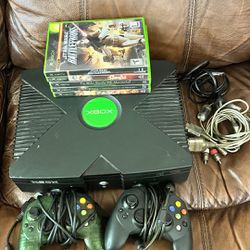 Microsoft Original Xbox Video Game Console with Games and Controllers