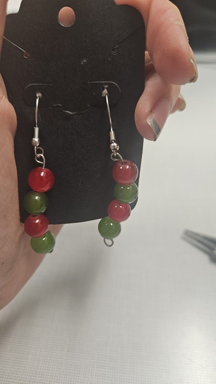 Beaded earrings.
