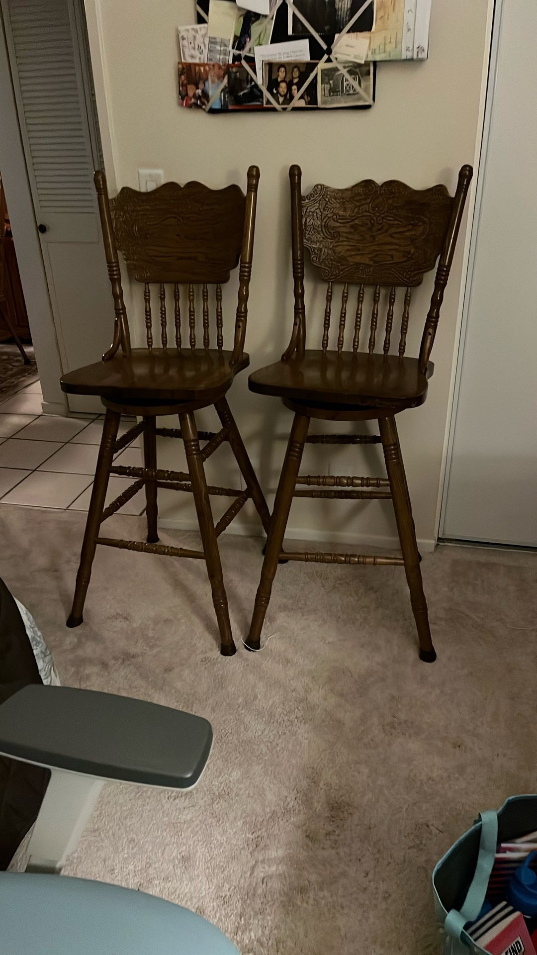 Kitchen Wooden Backed Stools