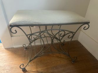Ornate Metal Bench Padded Seat
