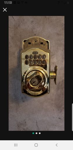 Schlage BE369NX Camelot 505 605 Home Keypad Deadbolt with Z-Wave Technology, Bright Brass (used) lifetime warranty on brass finish from mfg. $184.00 a