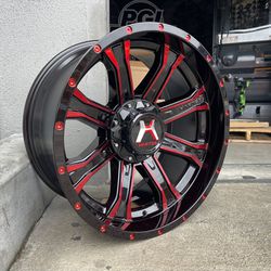 Hartes Metal 20x10 6.135/139 Gloss Black Red Milling Ford Toyota Chevy Dodge