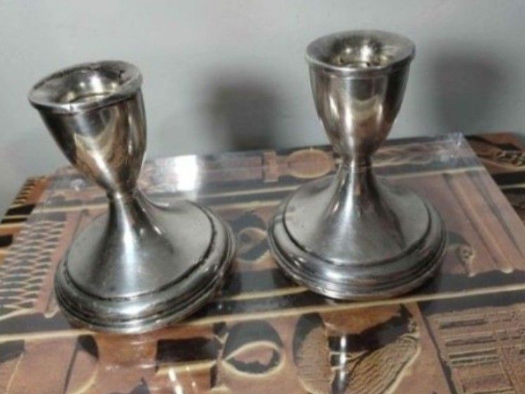 MC - VTG PREISNER - STERLING SILVER WEIGHTED CANDLESTICK SET OF 2 - 3.5" / V35