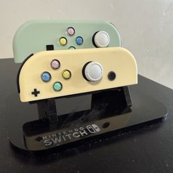 Green And Beige Cutesy Themed Nintendo Switch Custom Joycons