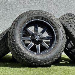 Black 20” Fuel wheels 5x5.5 rims 1500 Dodge Ram 35x12.50R20 Falken Tires A/T 5x150 Tundra Toyota