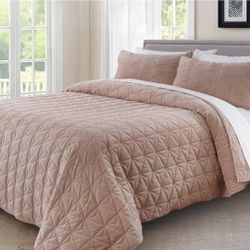 Kasentex Full/Queen Size Velvet Quilt Set, Soft & Cozy, Suitable for year-round use.
