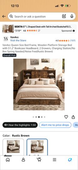 Queen Wooden Platform Storage Bed with matching L shaped desk