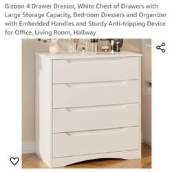 Gizoon 4 Drawer Dresser White