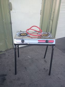 Portable Propane LPG Gas Double Burner Outdoor Camping Stove Cooktop Station with Stand