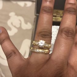 10k Real Solid Gold Rings Women 2 Pieces 