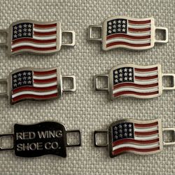6 USA Red Wings Flags Shoes Boot Lace Keeper Set US American Workers Shoelace Charms for Shoes Sneakers