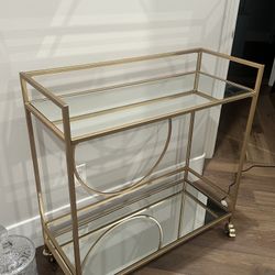✨ Modern Gold Mirrored Bar Cart on Wheels