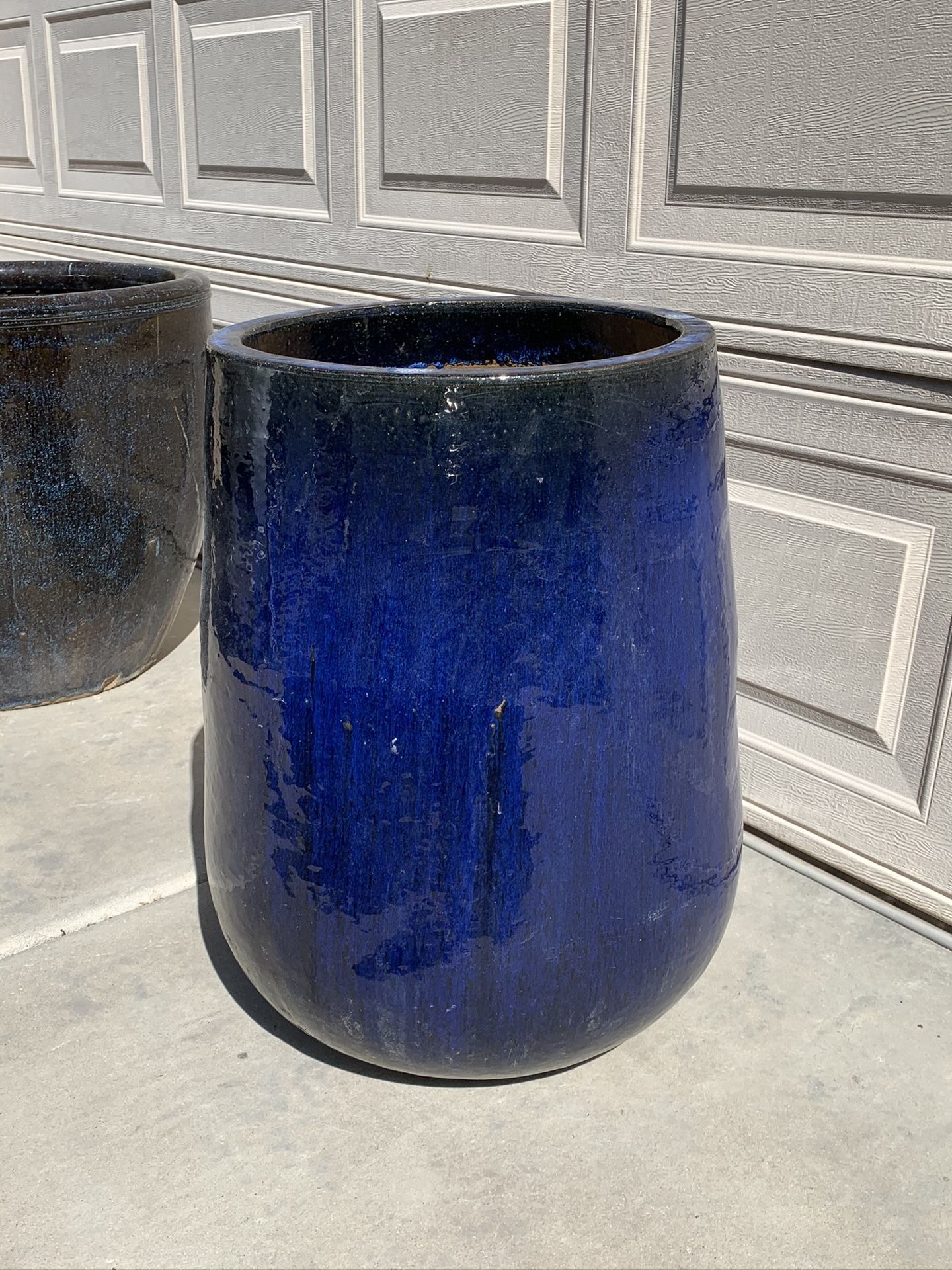 Blue large clay pot. Flower pot