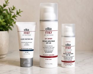 NEW EltaMD Skincare Bundle | UV Clear Tinted SPF 46 + UV Sport SPF 50 + Laser Gel