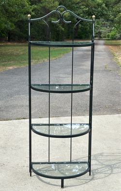 4 Tier Crescent Shelf Unit with Glass Inlays