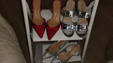 Macy's INC red Madden girl silver,  Charles David 3 in heel