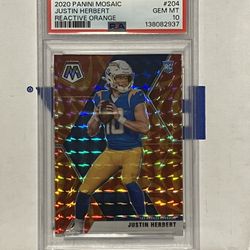 Football Cards Justin Herbert PSA Graded Rookie card Lot