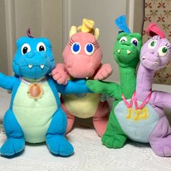 3 Flying Dragon Tales Plush Dragons Cassie, Ord And Zak & Wheezie! Collectible!