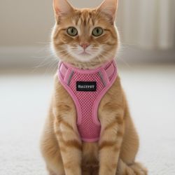 HaleyPet Pink Reflective Cat Harness And Leash Set