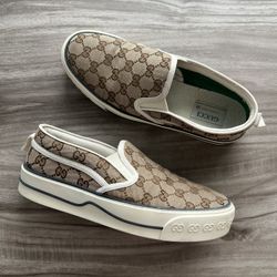 Gucci Tennis 1977 Beige Ebony Slip On Size 9 Men’s/ 10.5 Women’s