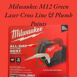 Milwaukee M12 Green Laser Cross Line & Plumb  Points (Tool Only) 