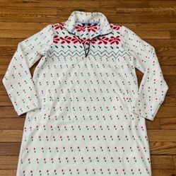 Lands' End Women's Fleece Nightgown Nordic Pattern Long Sleeve Size Large