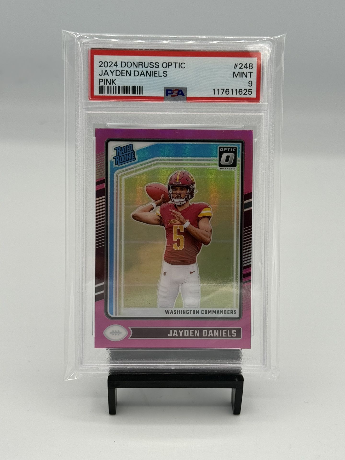 2024 Panini, Don Russ Optic 248 Jayden Daniel‘S Pink PSA 9