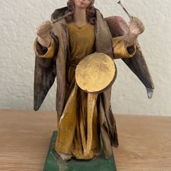 Antique Wooden Figurine Of Angel 7”H Made In Italy In Excellent Condition