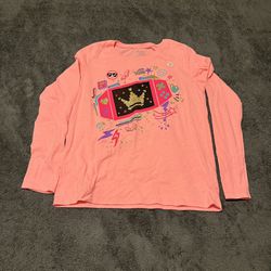 Girl’s The Children’s Place Long Sleeve Pink Tee Shirt With Video Game and Glitter Size XL 14. 