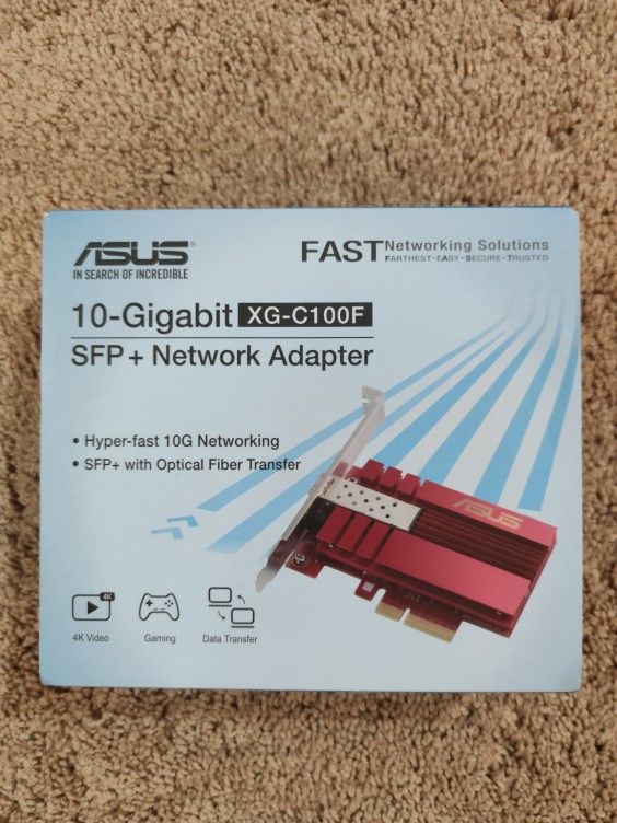 Asus 10Gbps Gigabit Ethernet PCI Express, Network Adapter PCIe 2.0/3.0 X4 SFP+ Network Card/Ethernet Card Support Fiber Optic (XG-C100F)
