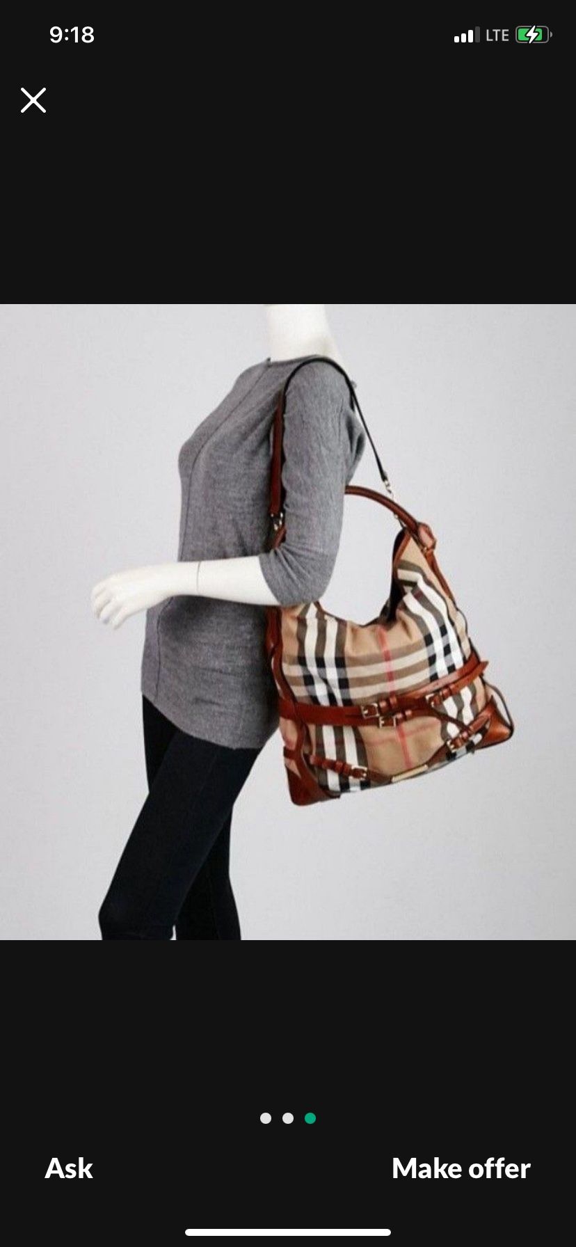 Burberry Ladies Women Purse Satchel Tote Bag.