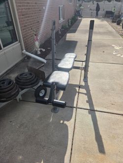 Olympic Bench,  weights and bar