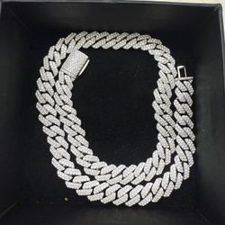 12MM Moissanite Lab Diamond Cuban Link Chain Necklace 