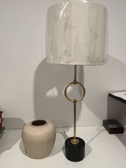 Modern Lamp And Vase With Black Marble