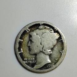1916 Silver Mercury Dime 