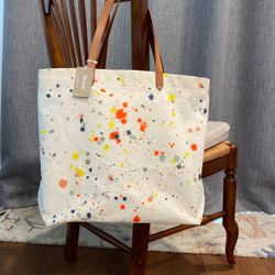 Madewell Splatter Canvas And Leather Tote Bag