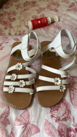 Rachel Shoes Girls White Flower Sandals