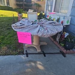 Beautiful GLASS /REAL wood Dining Table Set