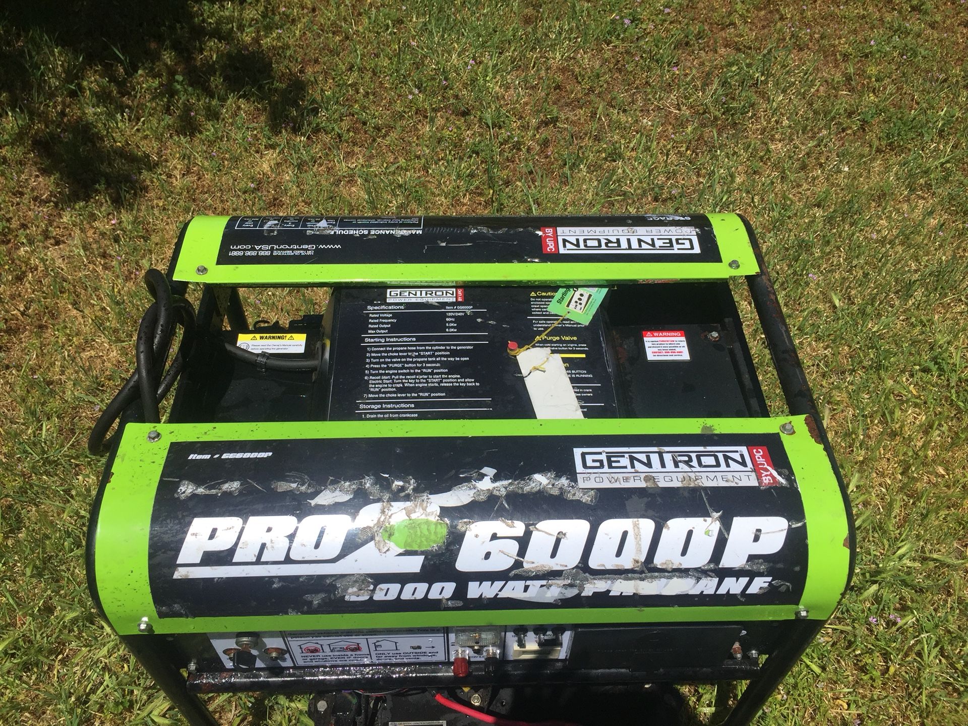 Gentron Pro2 6000p Generator 6000watts (Propane Electric Start ( 12v Battery Included )