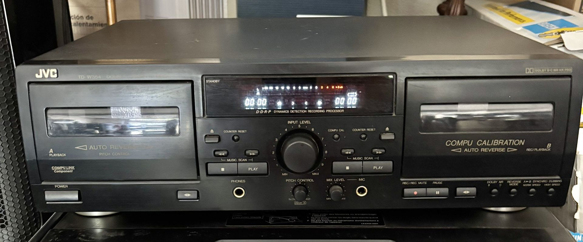 JVC TD-W354BK Auto Reverse Double Cassette Tape Deck Recorder Player Tested