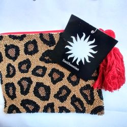 Smithsonian beaded leopard clutch New w/tags