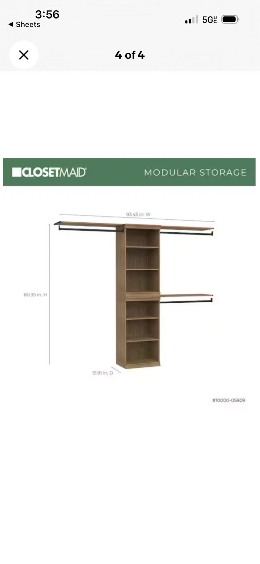 ClosetMaid Modular Storage 73.38 in.-93.43 in. W Sand Tower System 8-Shelf Wood