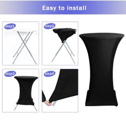 HolidayIdeas Cocktail Table Covers, 2 Pack - Fitted Stretch Spandex Square Corners Cocktail Tablecloths