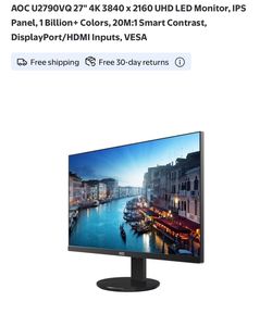 (Moving sale) Excellent 27in 4k Monitor
