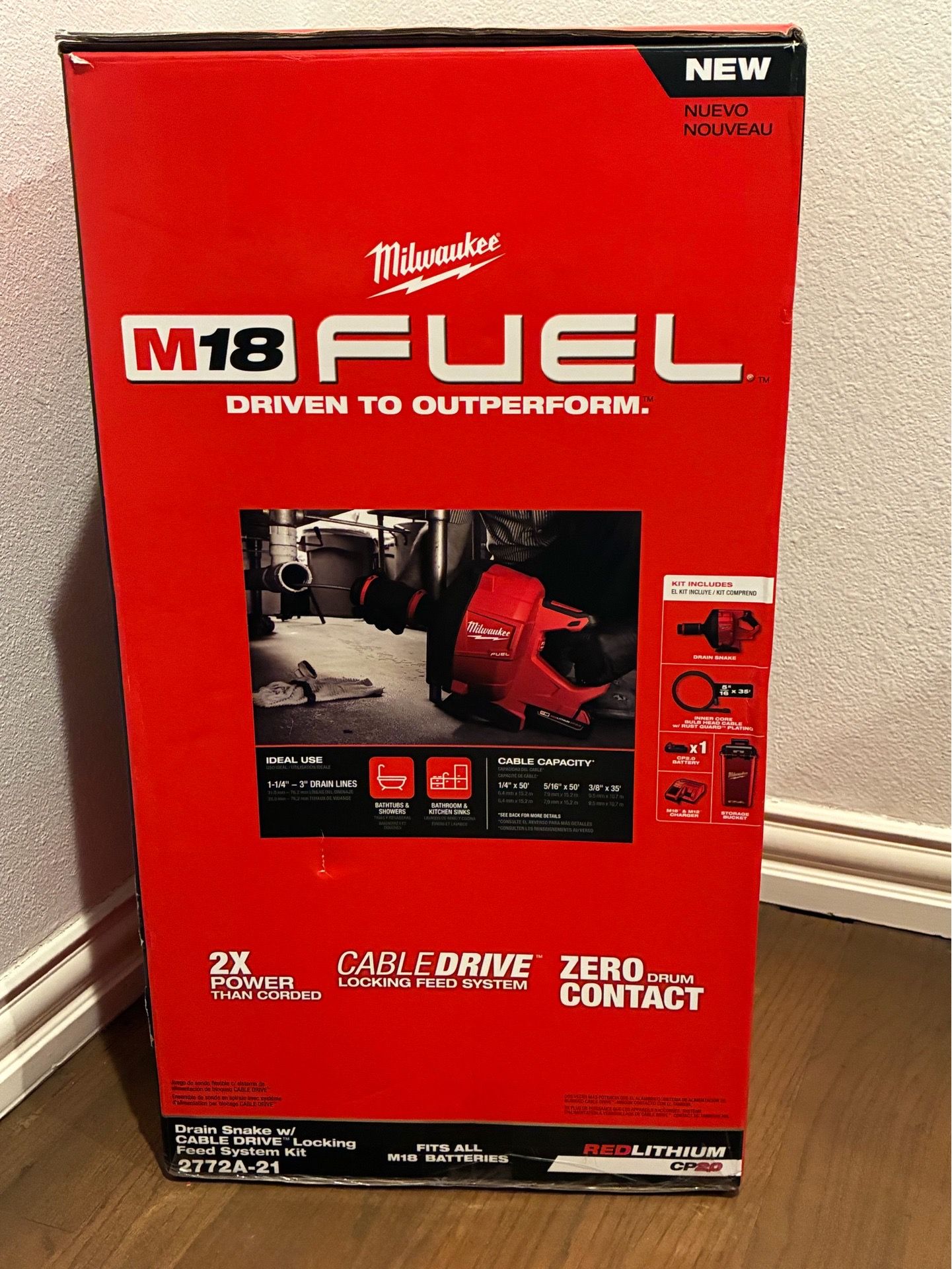 M18 FUEL 18-Volt Lithium-Iron Cordless Plumbing Drain Snake Auger Kit with w/ CABLE DRIVE & 5/16 in. x 35 ft. Cable