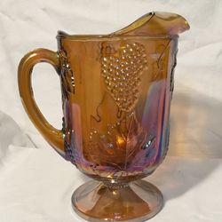 Vintage Indiana Carnival Glass Pitcher- Gold/Marigold 