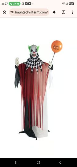 Haunted Hill Farm Life-Size 7 Ft. Animatronic Clown with Lights and Sound HHCLW7