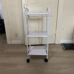 White Metal 3-Tier Storage Rack with Wheels