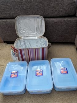 Lock &lock Insulated Lunch Bag With 3 Lunch Boxes , New With Tag