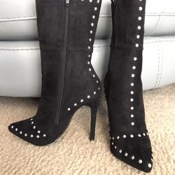Studded Black Boots. Size 6